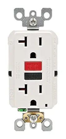 LEVITON 20A SELF TEST GFCI WHITE /RED &amp; BLACK BUTTONS