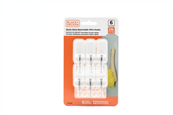 Black &amp; Decker - 6pk Quick Stick Adhesive Wire Hook - Up To 2lbs. - 6 Hooks-12 Strips - Removable - White