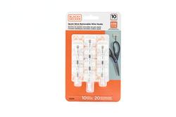 Black &amp; Decker - 10pk Quick Stick Adhesive Wire Hook - Up To 0.5lbs. - 10 Hooks-20 Strips - Removable - White