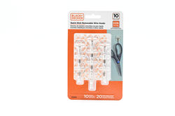 Black &amp; Decker - 10pk Quick Stick Adhesive Wire Hook - Up To 0.5lbs. - 10 Hooks-20 Strips - Removable - Clear