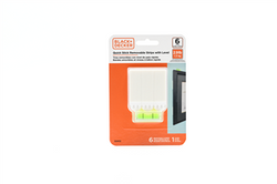Black &amp; Decker - Quick Stick Adhesive Strips w Level - Up To 2.9lbs. - Removable - 6 Pairs