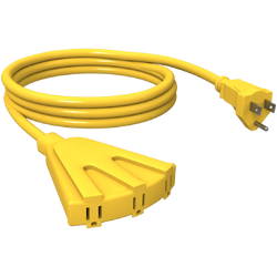 STANLEY BRAND 3 OUTLET 8' YELLOW CORD SLEEVED FOR OUTDOOR