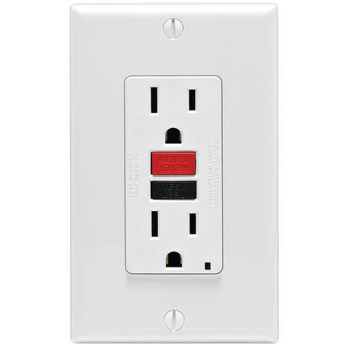 LEVITON 15A SELF TEST GFCI WHITE /RED &amp; BLACK BUTTONS