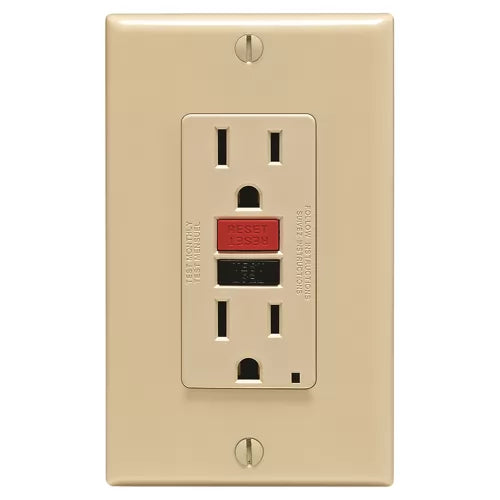 LEVITON 15A SELF TEST GFCI IVORY/ RED &amp; BLACK BUTTONS