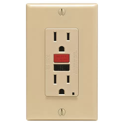 LEVITON 15A SELF TEST GFCI IVORY/ RED &amp; BLACK BUTTONS