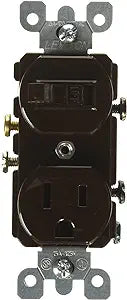 COMBO DEVICE TOGGLE & GROUNDED RECEPTACLE BROWN