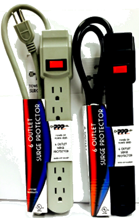 POWER STRIP WHITE, 6 OUTLETS, 90 JOULES W SURGE 6FT CORD (PLUG IS STRAIGHT NOT ANGLED)