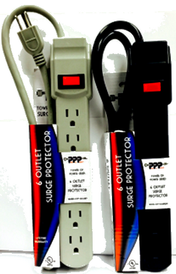 POWER STRIP WHITE, 6 OUTLETS, 90 JOULES W SURGE 6FT CORD (PLUG IS STRAIGHT NOT ANGLED)