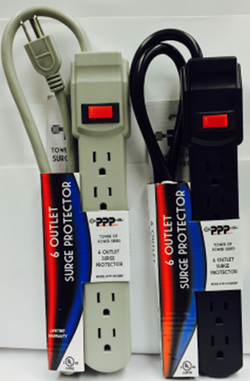 POWER STRIP WHITE 6 OUTLET, 90 JOULES, 30" CORD