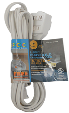 12FT, 16/2 HOUSEHOLD EXTENSION CORD WHITE