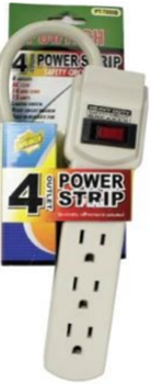 POWER STRIP 4 OUTLET, 3FT CORD