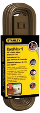 STANLEY 9FT HOUSEHOLD EXTENSION CORD BROWN