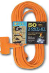 3' ORANGE EXT CORD W/ 3 OUTLETS 12/3