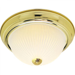 FROSTED RIB GLASS DOME BRASS 11'