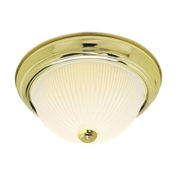 FROSTED RIB GLASS DOME BRASS 13'