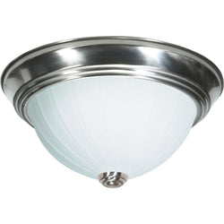 3 Light - 15" - Flush Mount - Frosted Melon Glass Brushed Nickel