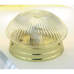1 Light - 8" Flush with Clear Ribbed Glass - Polished Brass Finish