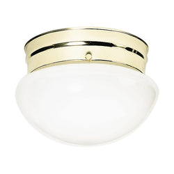 2-Light 10" Close-To-Ceiling Flush Mount Ceiling Light with Medium White Mushroom Glass