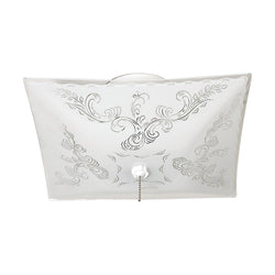 2 LITE SQUARE FLORAL FIXTURE WITH WHITE FINISH &amp; PULL CHAIN
