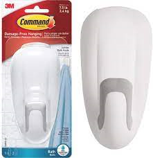 COMMAND WHITE LARGE BATHROOM HOOK W/ WATER-RESISTANT STRIPS 1PK