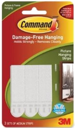 COMMAND WHITE NARROW PICTURE HANGING STRIPS 4PK