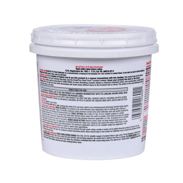 HB-20602 Hercules® 2 Lb. R-D™ Root Destroyer. Non-acid, Non-Caustic herbicide formulated to eliminate and prevent root growth in sewer type lines. Dissolves slowly.