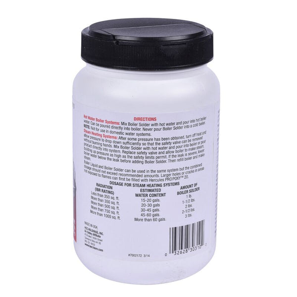HB-30310 Hercules® 1 Lb. Boiler Solder, makes strong lasting repairs on leaks in steam boilers caused by leaking joints or sand holes during installation, or on older installations where corrosion, vibration, settling, causes leaks and cracks.