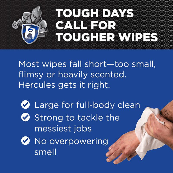 HB-55338C Hercules® 30-Pack For Body™ Jobsite Body Wipes. 8" x 10" Cloths