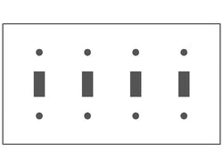 4GANG 4TOGGLE WHITE METAL WALLPLATE