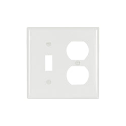 2GANG, 1DUPLEX, 1TOGGLE, WHITE PLASTIC WALLPLATE