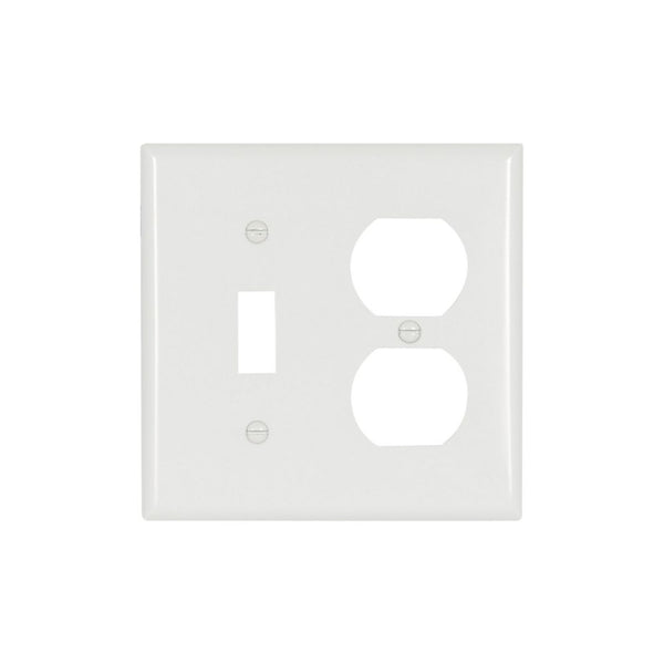 2GANG, 1DUPLEX, 1TOGGLE, WHITE PLASTIC WALLPLATE