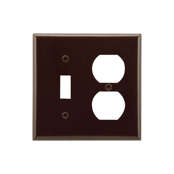 2GANG, 1DUPLEX, 1TOGGLE, BROWN PLASTIC WALLPLATE