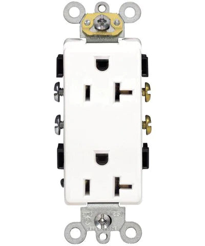 WHITE DECORA DUPLEX RECEPTACLE 20AMP-125VOLT