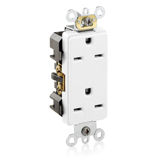 WHITE 15AMP 250V DUPLEX DECORA OUTLET