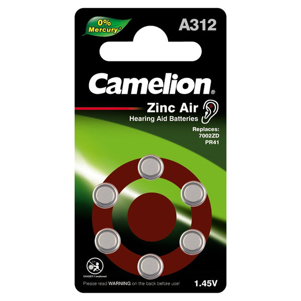 CAMELION BRAND 1 CARD W 6 HEARING AID BATTERIES
