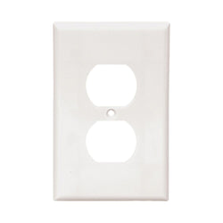 1GANG, 1DUPLEX, MIDI WHITE PLASTIC WALLPLATE