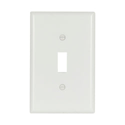 1GANG, 1TOGGLE, MIDI WHITE PLASTIC WALLPLATE