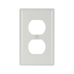 1GANG, 1DUPLEX, REC WHITE PLASTIC WALLPLATE