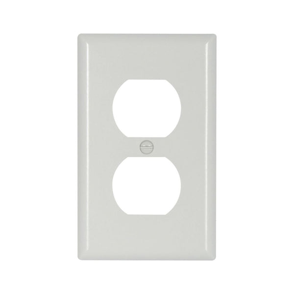 1GANG, 1DUPLEX, REC WHITE PLASTIC WALLPLATE