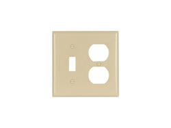 2GANG, 1DUPLEX, 1TOGGLE, IVORY PLASTIC WALLPLATE