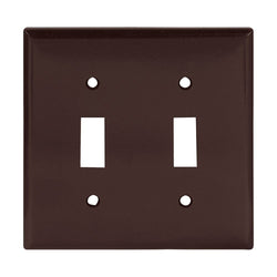 2GANG, 2TOGGLE, BROWN PLASTIC WALLPLATE