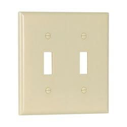 2GANG, 2TOGGLE, IVORY PLASTIC WALLPLATE