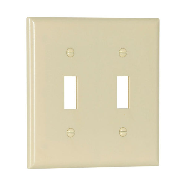 2GANG, 2TOGGLE, IVORY PLASTIC WALLPLATE