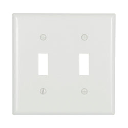 2GANG, 2TOGGLE, WHITE PLASTIC WALLPLATE