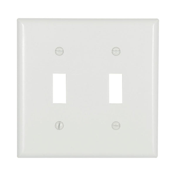 2GANG, 2TOGGLE, WHITE PLASTIC WALLPLATE