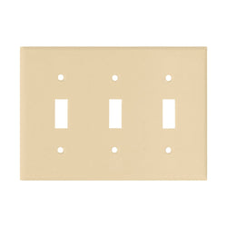 3GANG, 3TOGGLE, IVORY PLASTIC WALLPLATE