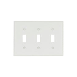 3GANG, 3TOGGLE, WHITE PLASTIC WALLPLATE