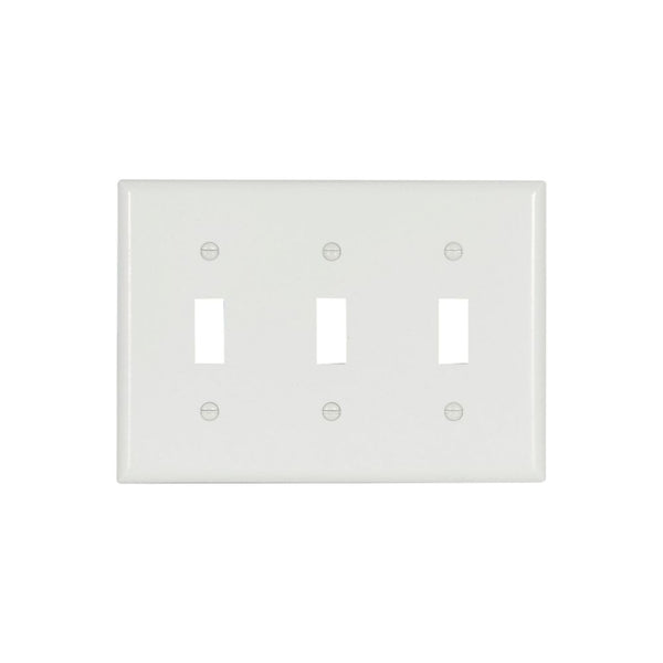 3GANG, 3TOGGLE, WHITE PLASTIC WALLPLATE