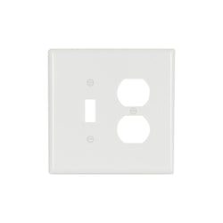 2GANG, 1TOGGLE 1DUPLEX WHITE PLASTIC JUMBO THERMOSET WALLPLATE