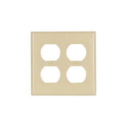 2GANG, 2DUPLEX, REC IVORY PLASTIC WALLPLATE